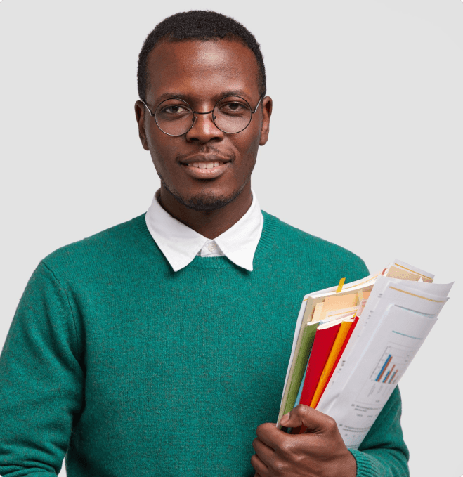 student with books